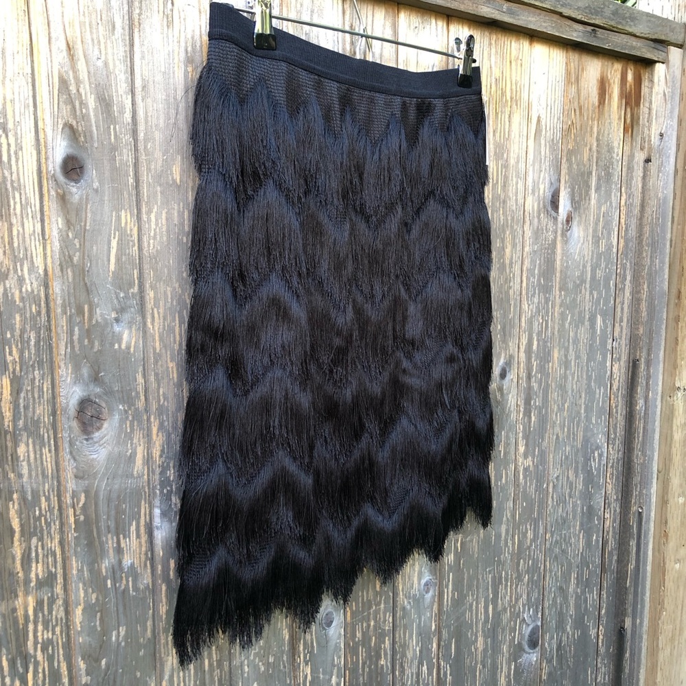 NWT black fringe mini skirt - Picture 3 of 5